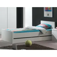lit lara 90x200 cm blanc laqué satiné avec tiroir